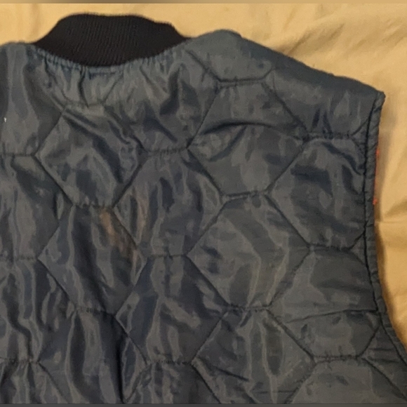 70s Vintage Hunters Vest Navy and Red Puffer Thin Layering Winter fall vest - Picture 6 of 11